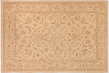 handmade Traditional Kafkaz Chobi Ziegler Beige Brown Hand Knotted RECTANGLE 100% WOOL area rug 10 x 14